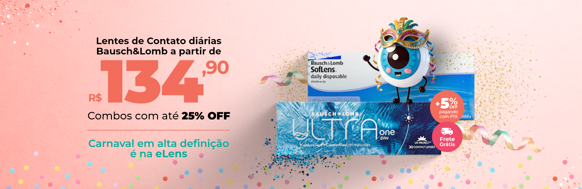 Banner lentes bausch & Lomb apartir de 134,90 reais